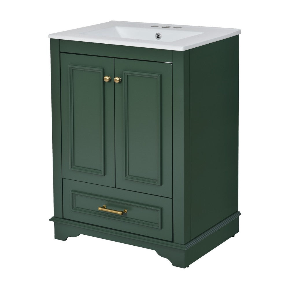 Daizy Bathroom Vanity with Ceramic Sink | 2 Door Cabinet | Green Wood