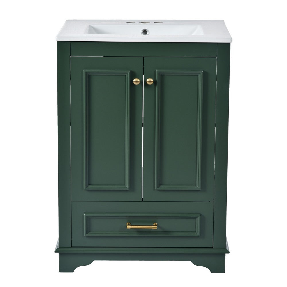 Daizy Bathroom Vanity with Ceramic Sink | 2 Door Cabinet | Green Wood