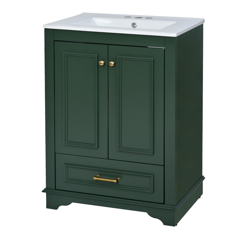Daizy Bathroom Vanity with Ceramic Sink | 2 Door Cabinet | Green Wood