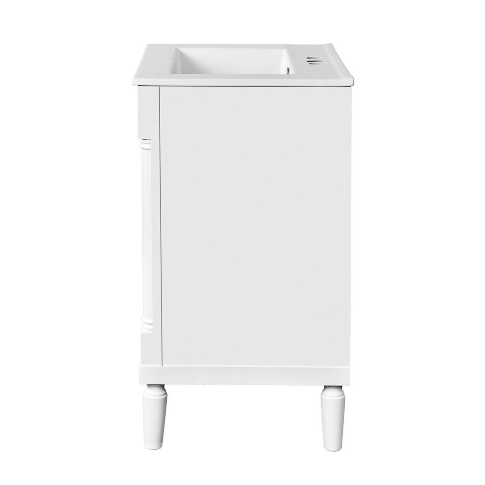 Fiji Bathroom Vanity with Ceramic Sink & Cabinet Storage | White 24"