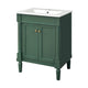 Fiji Bathroom Vanity with Ceramic Sink & Cabinet Storage | Green 24"