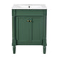 Fiji Bathroom Vanity with Ceramic Sink & Cabinet Storage | Green 24"