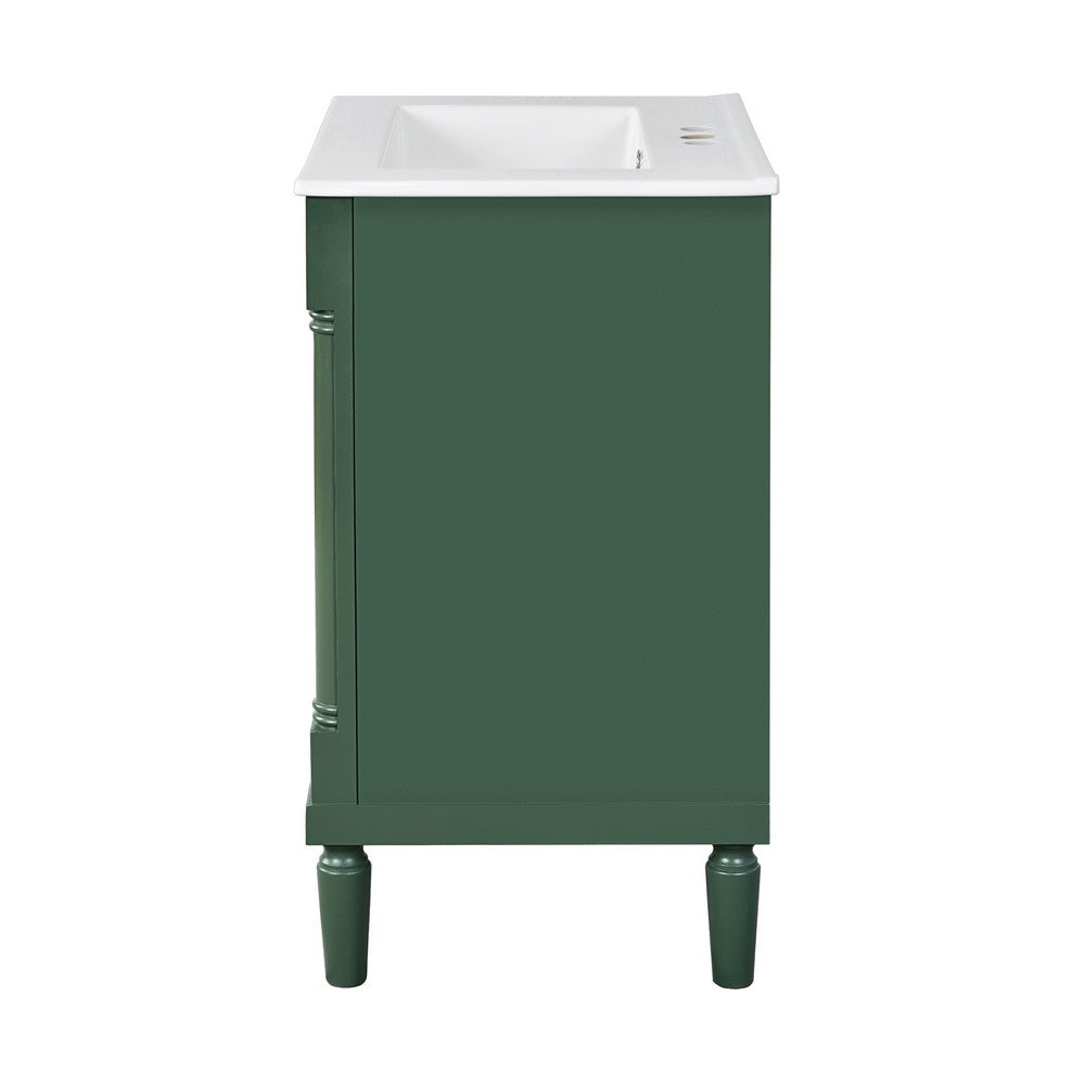 Fiji Bathroom Vanity with Ceramic Sink & Cabinet Storage | Green 24"