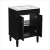 Fiji Bathroom Vanity with Ceramic Sink & Cabinet Storage | Black 24"