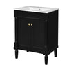Fiji Bathroom Vanity with Ceramic Sink & Cabinet Storage | Black 24"