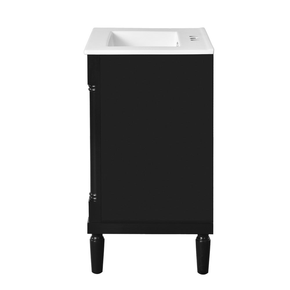 Fiji Bathroom Vanity with Ceramic Sink & Cabinet Storage | Black 24"