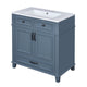 Kenzy Bathroom Vanity with Ceramic Sink | 3 Drawers | Blue Wood 30"