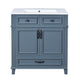 Kenzy Bathroom Vanity with Ceramic Sink | 3 Drawers | Blue Wood 30"