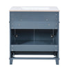 Kenzy Bathroom Vanity with Ceramic Sink | 3 Drawers | Blue Wood 30"