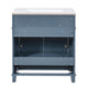 Kenzy Bathroom Vanity with Ceramic Sink | 3 Drawers | Blue Wood 30"