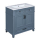 Kenzy Bathroom Vanity with Ceramic Sink | 3 Drawers | Blue Wood 30"
