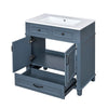 Kenzy Bathroom Vanity with Ceramic Sink | 3 Drawers | Blue Wood 30"