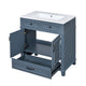 Kenzy Bathroom Vanity with Ceramic Sink | 3 Drawers | Blue Wood 30"