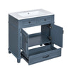 Kenzy Bathroom Vanity with Ceramic Sink | 3 Drawers | Blue Wood 30"