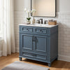 Kenzy Bathroom Vanity with Ceramic Sink | 3 Drawers | Blue Wood 30"