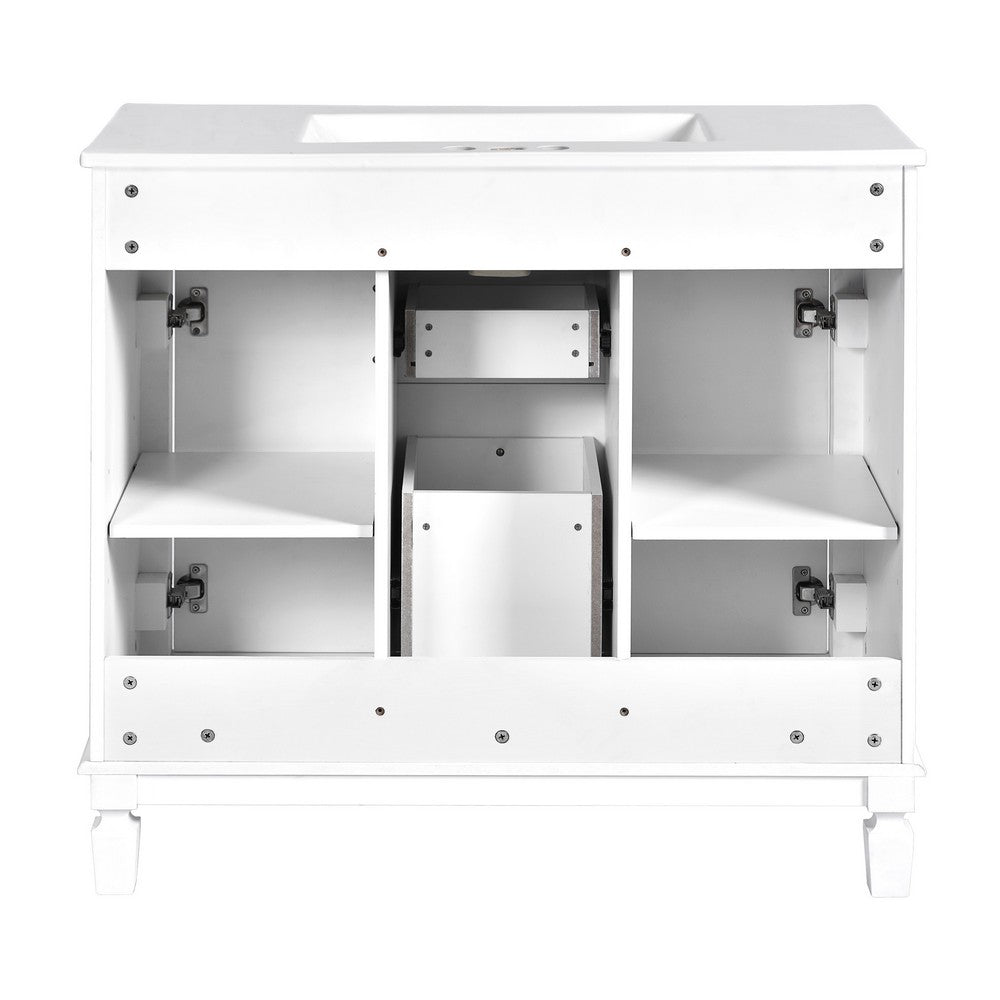 Gwen Bathroom Vanity with Ceramic Sink | 2 Drawer 2 Cabinet | White | 36"