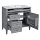 Asher Bathroom Vanity | White Ceramic Sink | 2 Drawers | Cabinet Door | Gray