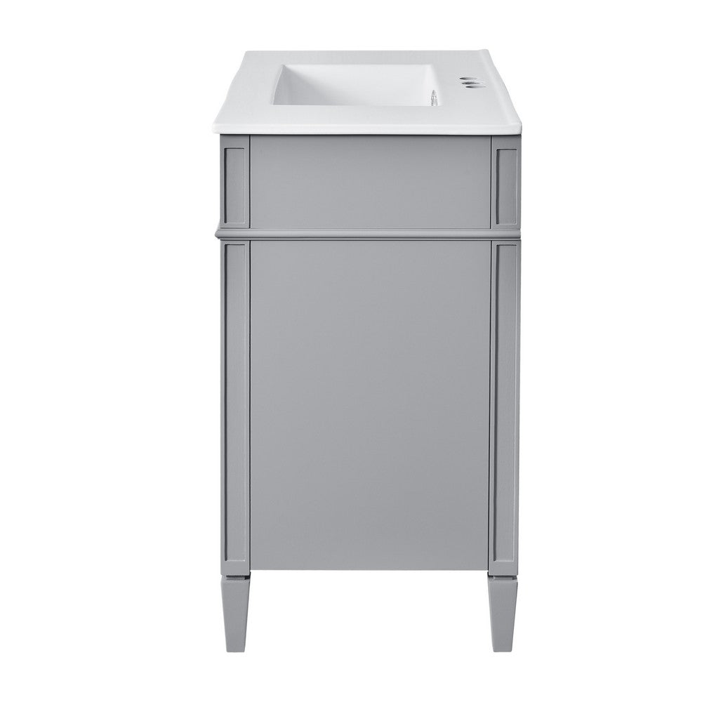 Asher Bathroom Vanity | White Ceramic Sink | 2 Drawers | Cabinet Door | Gray