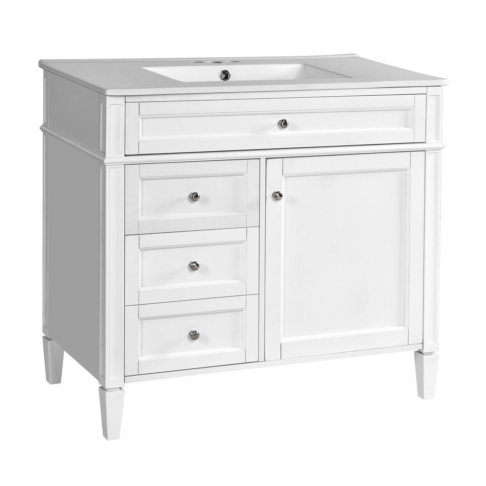 Asher Bathroom Vanity | Ceramic Sink | Smart Storage Door & Drawers | White