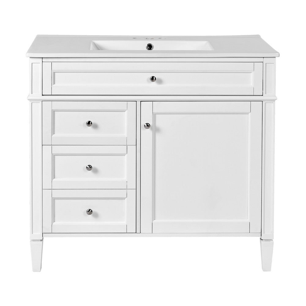Asher Bathroom Vanity | Ceramic Sink | Smart Storage Door & Drawers | White