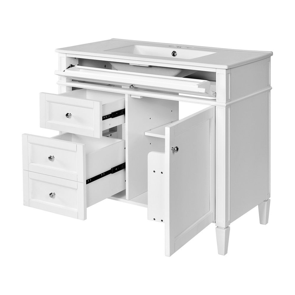Asher Bathroom Vanity | Ceramic Sink | Smart Storage Door & Drawers | White