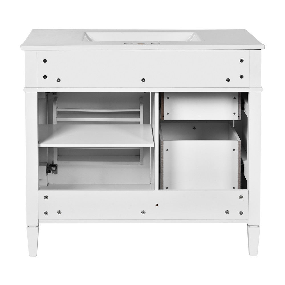 Asher Bathroom Vanity | Ceramic Sink | Smart Storage Door & Drawers | White