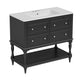 Sandra 36" Bathroom Vanity with Ceramic Sink | 4 Drawers | Black Wood