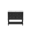 Sandra 36" Bathroom Vanity with Ceramic Sink | 4 Drawers | Black Wood