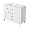 Mindy Bathroom Vanity | Ceramic Sink | Gold Metal | 4 Drawers | White 36"