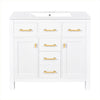 Mindy Bathroom Vanity | Ceramic Sink | Gold Metal | 4 Drawers | White 36"