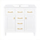 Mindy Bathroom Vanity | Ceramic Sink | Gold Metal | 4 Drawers | White 36"