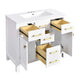 Mindy Bathroom Vanity | Ceramic Sink | Gold Metal | 4 Drawers | White 36"