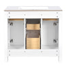 Mindy Bathroom Vanity | Ceramic Sink | Gold Metal | 4 Drawers | White 36"