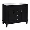 Gwen Bathroom Vanity with Ceramic Sink | 2 Drawers 2 Cabinets | Black Wood