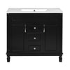 Gwen Bathroom Vanity with Ceramic Sink | 2 Drawers 2 Cabinets | Black Wood