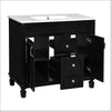 Gwen Bathroom Vanity with Ceramic Sink | 2 Drawers 2 Cabinets | Black Wood