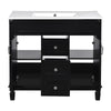 Gwen Bathroom Vanity with Ceramic Sink | 2 Drawers 2 Cabinets | Black Wood