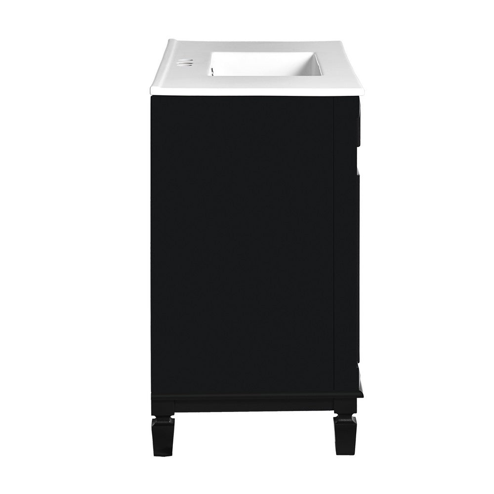 Gwen Bathroom Vanity with Ceramic Sink | 2 Drawers 2 Cabinets | Black Wood