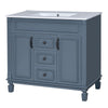 Gwen Bathroom Vanity with Ceramic Sink | 2 Drawers 2 Cabinets | Blue Wood