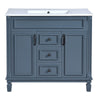 Gwen Bathroom Vanity with Ceramic Sink | 2 Drawers 2 Cabinets | Blue Wood