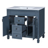 Gwen Bathroom Vanity with Ceramic Sink | 2 Drawers 2 Cabinets | Blue Wood