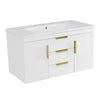 Jayz Floating Vanity with Sink | Gold Accents | White Textured Wood 36"