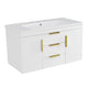 Jayz Floating Vanity with Sink | Gold Accents | White Textured Wood 36"