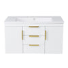 Jayz Floating Vanity with Sink | Gold Accents | White Textured Wood 36"