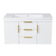 Jayz Floating Vanity with Sink | Gold Accents | White Textured Wood 36"
