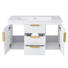 Jayz Floating Vanity with Sink | Gold Accents | White Textured Wood 36"