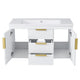 Jayz Floating Vanity with Sink | Gold Accents | White Textured Wood 36"