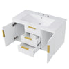 Jayz Floating Vanity with Sink | Gold Accents | White Textured Wood 36"