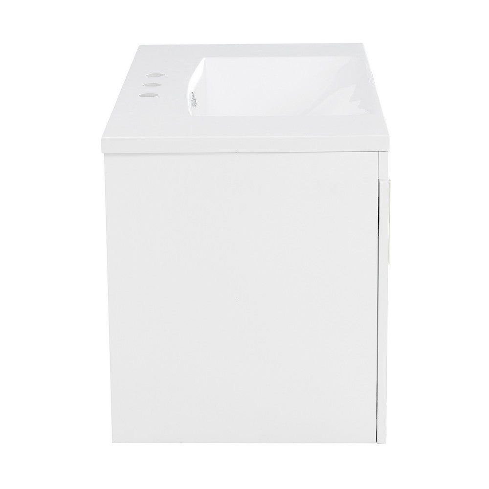 Jayz Floating Vanity with Sink | Gold Accents | White Textured Wood 36"