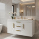 Jayz Floating Vanity with Sink | Gold Accents | White Textured Wood 36"